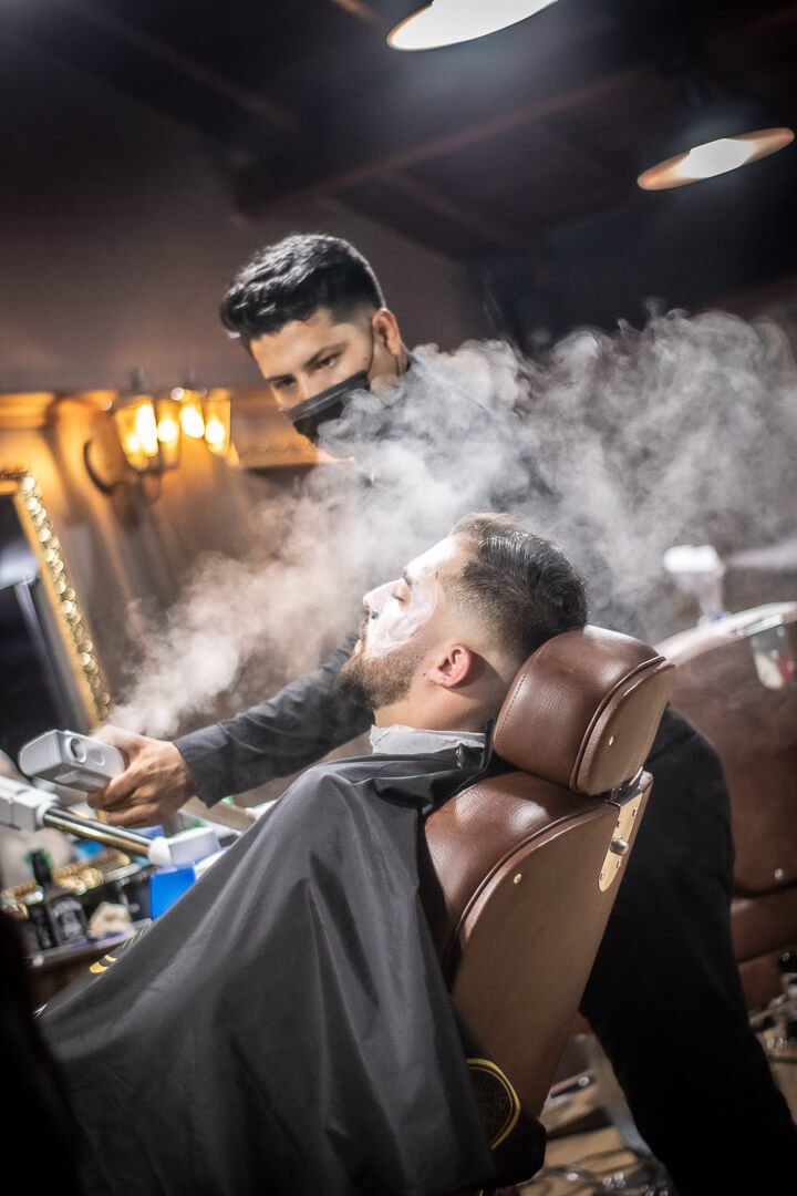 facial massage men on barbershop